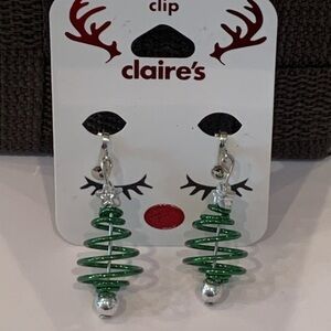 FREE w/any purchase clip on Claire’s Christmas tree earrings